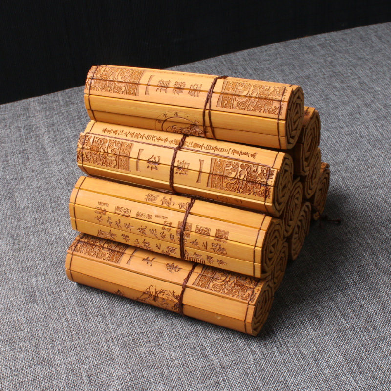 Bamboo Simple Gift Custom Carved Analects Daodejing Three Character Sutra Sun Tzu Art of War Heart Sutra Antique Props Ancient Buddhist Scripture