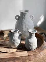 FUDABao |ins Nordic simple handmade white ceramic vase pen holder storage table decoration photo props