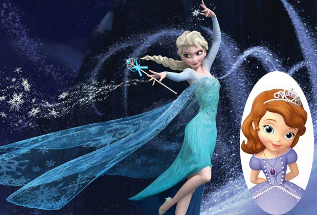Sophia Princess Vương miện Mũ trẻ em Cô gái headband Hairpin Ice Romance Băng đô với Răng Trượt Crystal Diamond bờm tóc nam