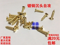 Copper plated gold countersunk head flat head self-tapping furniture hinge screw self-tapping wood screw M2 5 3*8 10-16