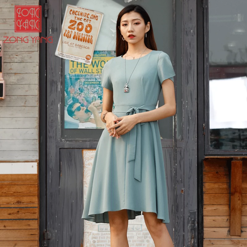 Zongyang Zongyang phụ nữ mùa hè 2020 sản phẩm mới váy hoang dã cổ tròn váy voan mỏng 7069 - Sản phẩm HOT