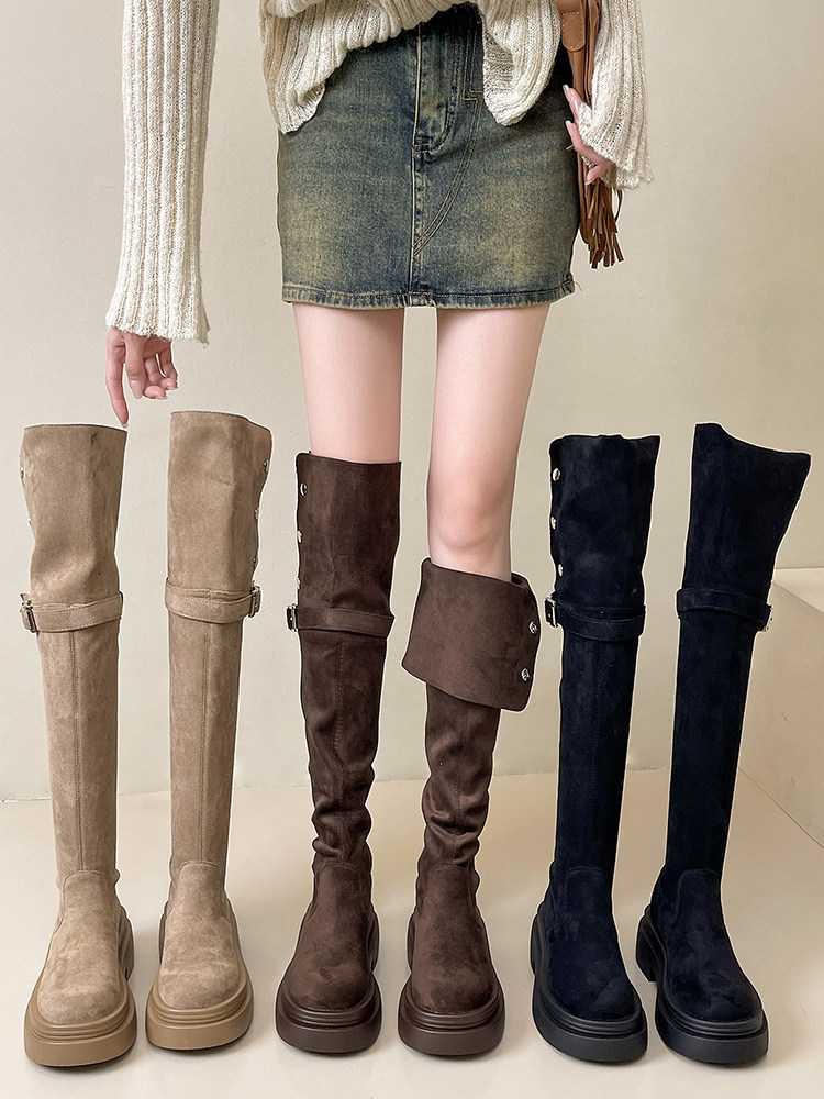Fashion Tribal Two-Way Convertible Thick-Soled Long Boots for Women, New Thick-Heeled Over-The-Knee Riding Boots for Autumn and Winter 2025