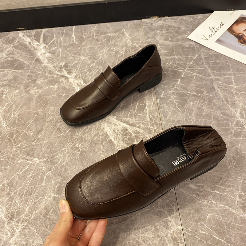 Chic small leather shoes ins women's pedal British style 2020 new fashion trendy single shoes autumn Korean version all-match