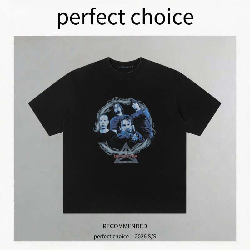 Perfect Choice Digital White Ink Direct Printing Heavy-Duty Washed T-Shirt for Men and Women Summer Short Sleeves Perfect Choice Digital White Ink Direct Printing Heavy-Duty Washed T-Shirt for Men and Women Summer Short Sleeves