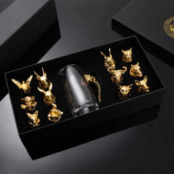 Twelve Zodiac Signs Liquor Cup Set, Chinese Style Home Barware, Small Shot Glasses, Bullet-Shaped One-Sip Cups, 15ml Model