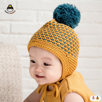 Baby hat autumn and winter boys knitted warm wool cap newborn baby hat childrens hat autumn and winter Korean version