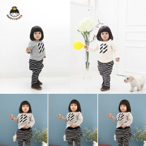 Newborn baby fashion men and women long sleeve embroidery sweater set baby clothes spring and autumn Korean version of two sets