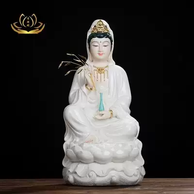 Fine White Jade jade porcelain Guanyin Guanyin Bodhisattva Buddha statue Great Compassion Guanyin Bodhisattva