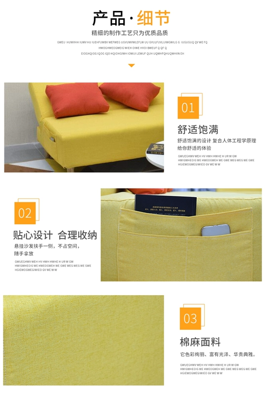 Đơn giản nhỏ căn hộ phòng khách với căn hộ sofa giường gấp ra để thuê đúp kép ba sofa vải đơn giản đơn - Ghế sô pha