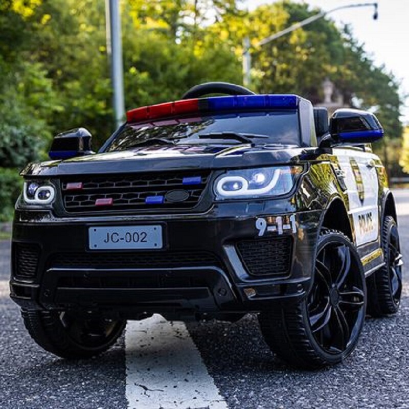 Baby and Children's Electric Car, Four-Wheel Police Car with Swing Function, Off-Road Remote Control Car, Toy Car for Boys, Rideable Children's Vehicle