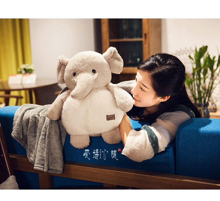 Gối chăn đôi sử dụng voi nhỏ gối đệm gối ba trong một nữ nam nghỉ trưa văn phòng ấm tay tay gối Gối văn phòng 2 trong 1