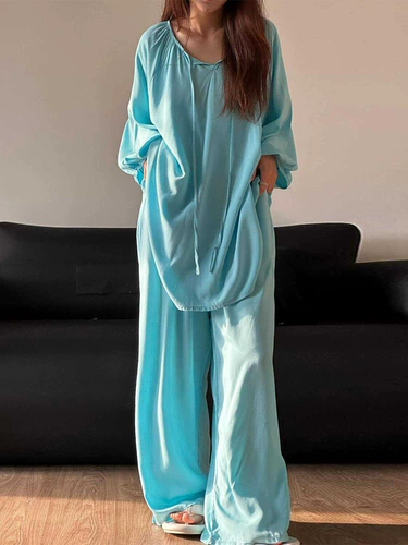 Летняя однотонная пижама, штаны, китайский стиль, большой размер