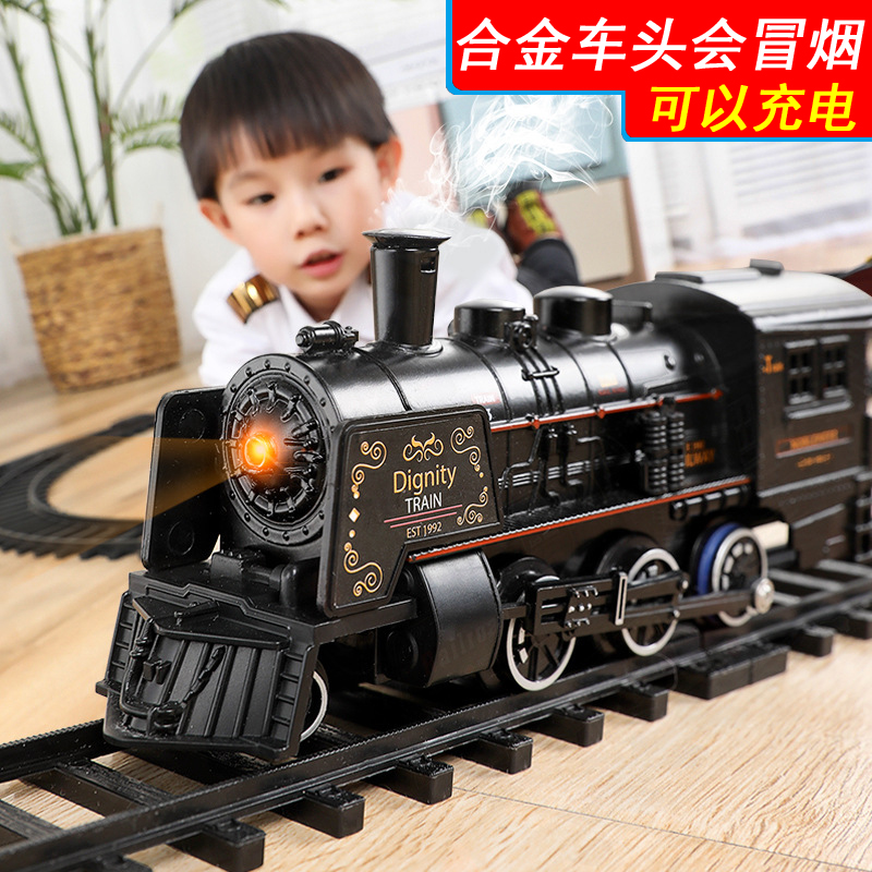 Electric Railcar Children's Toy Train Emulation High-speed Rail Retro Steam Train Puzzle Boy 3-6-1-2 years old
