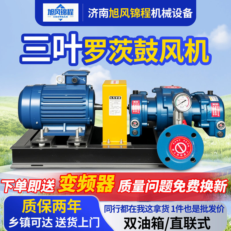 Direct-Connected Three-Blade Roots Blower for Aeration, Oxygenation, and Pneumatic Conveying Equipment, Specialized in Wastewater Treatment, with Variable Frequency and Adjustable Speed