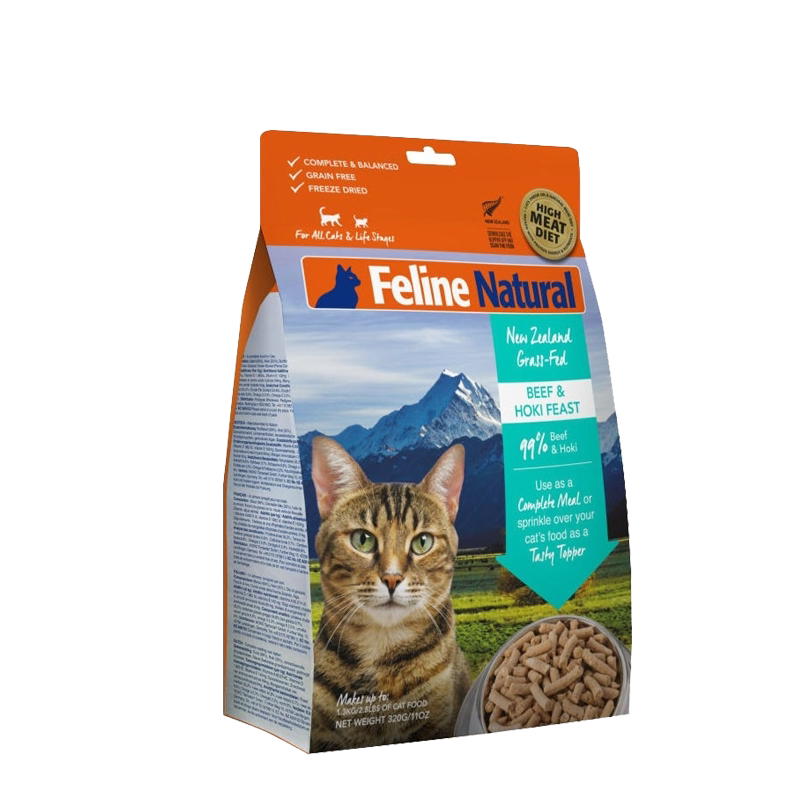 New Zealand K9 Feline Natural Freeze Dried Nutrition Cat Food Snacks Freeze Dried Beef Cod 320g