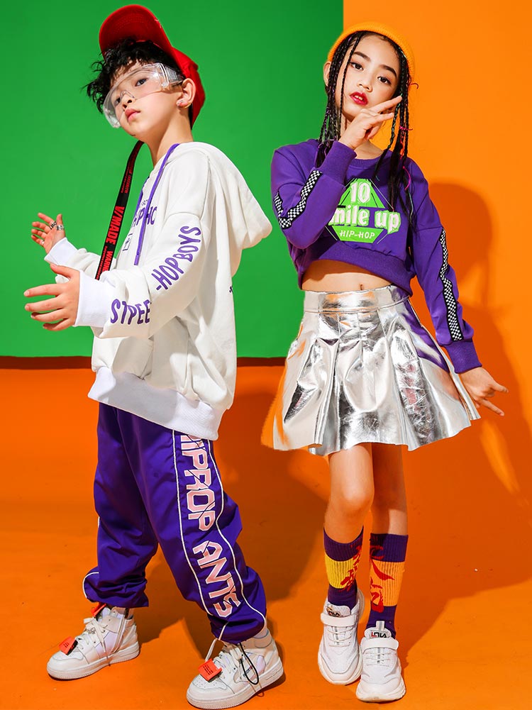 Trang phục khiêu vũ đường phố cho trẻ em Bộ quần áo cho bé trai Hip Hop Quần áo khiêu vũ Jazz cho bé gái Trang phục hiphop trống quần áo tập nhảy