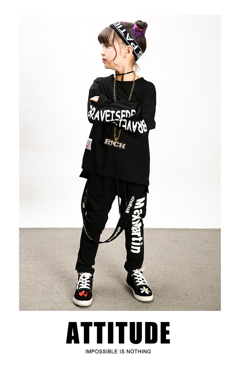 Trang phục khiêu vũ đường phố cho trẻ em Bộ áo dài cho bé gái Hip-Hop Trang phục khiêu vũ Jazz đồ đẹp cho bé gái