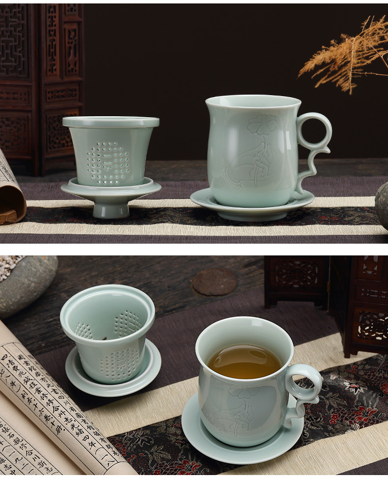 A garden international four tea mugs with ceramic cups filter office the meeting with cover glass