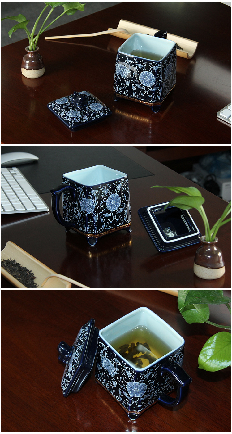 A garden international ceramic cups water glass ceramic cups with cover office keller ruyi ceramic cup