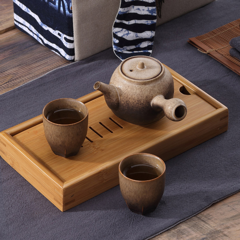 The two pot of tea in garden international, Huang Tao side group of bamboo tea tray cloth portable travel tea set gift