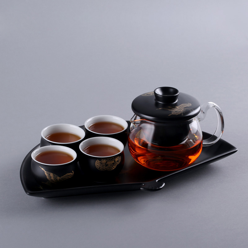 A garden international ceramic tea set suit household sector tea tray teapot teacup combinations of A complete set of kung fu tea set