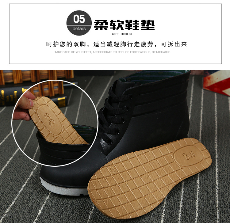 Phiên bản Hàn Quốc của giày đi mưa ấm áp và nhung cho nam sinh viên mùa đông Giày ống nước ngắn trong ống chống trượt có thể tháo rời UqZjNzoFTV giày nam chống nước giá rẻ