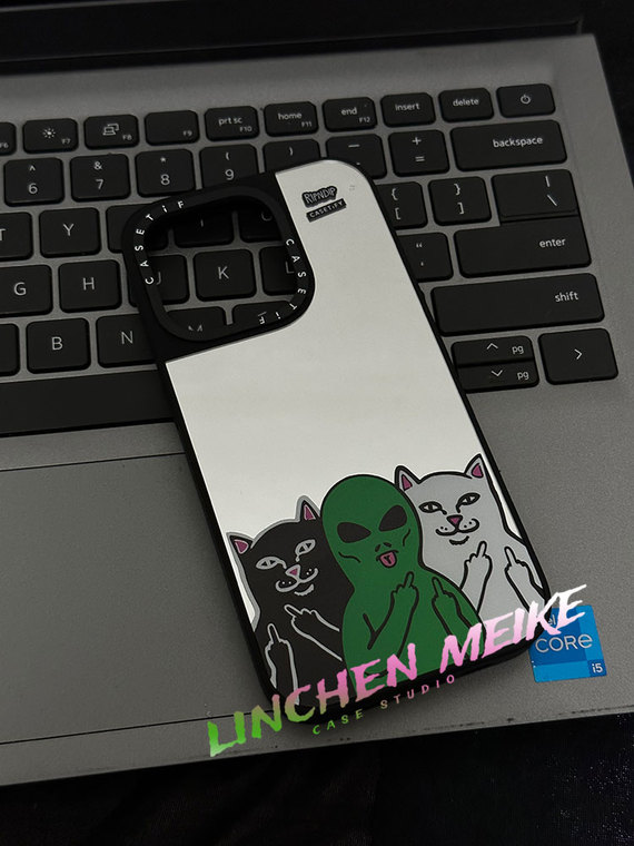 Cat Middle Finger Casetify RIPNDIP Painted Art Illustration 15, 14, 13, 12, 11 iPhone Case