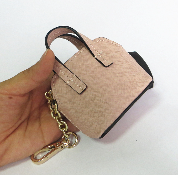 Cute leather cross grain cowhide key bag key chain bag bag pendant coin bag coin purse mini