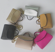 Trendy cute leather key bag first layer cowhide coin purse decoration handbag key chain bag pendant