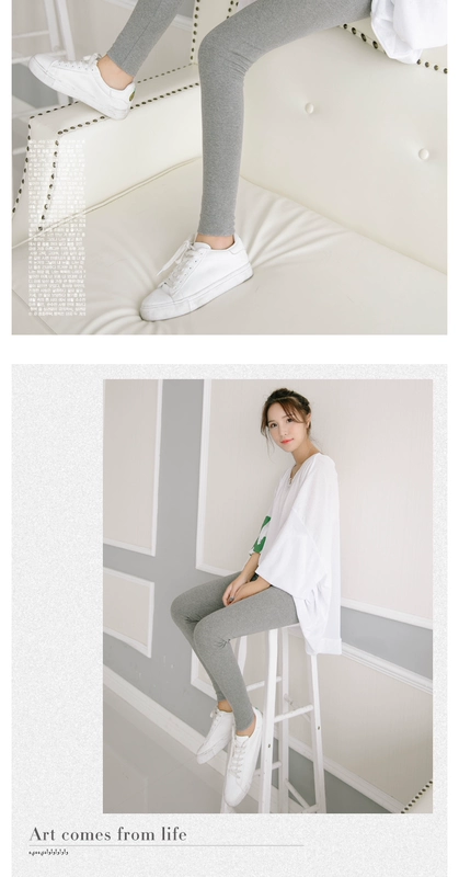Quần legging mùa thu nữ mặc cotton cao eo Hàn chân hoang dã mùa đông dày phần chín quần rộng size đen
