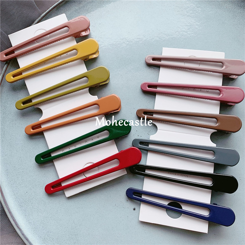 Mohe retro Morlandy duckmouth browse sea clip with a font of Korean avocado green edge clamp red hair card