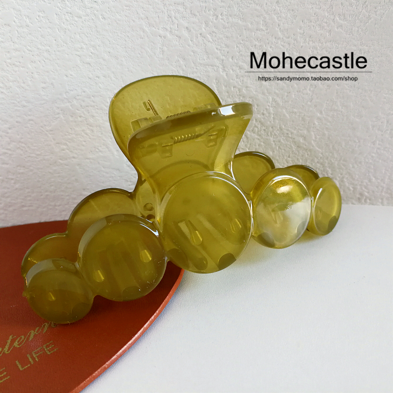 Super beautiful olive green INS large clip jelly color hair catch ponytail plate hair clip shark clip hair clip headdress