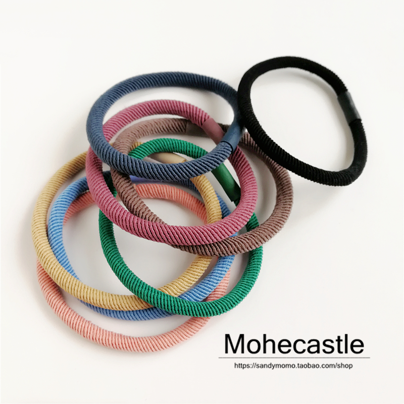 Mohe 8 only ~ South Korea Ins Morandi Color Elastic Hair Circle Brief Hair Circles Girl Hair Circles Leather Fascia Hair Accessories