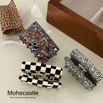 Artistic Wind ~ South Korea Personality Graffiti Acetate Hairpin Hairpin Black And White Plaid Disc Hair Grip Large Shark Clip