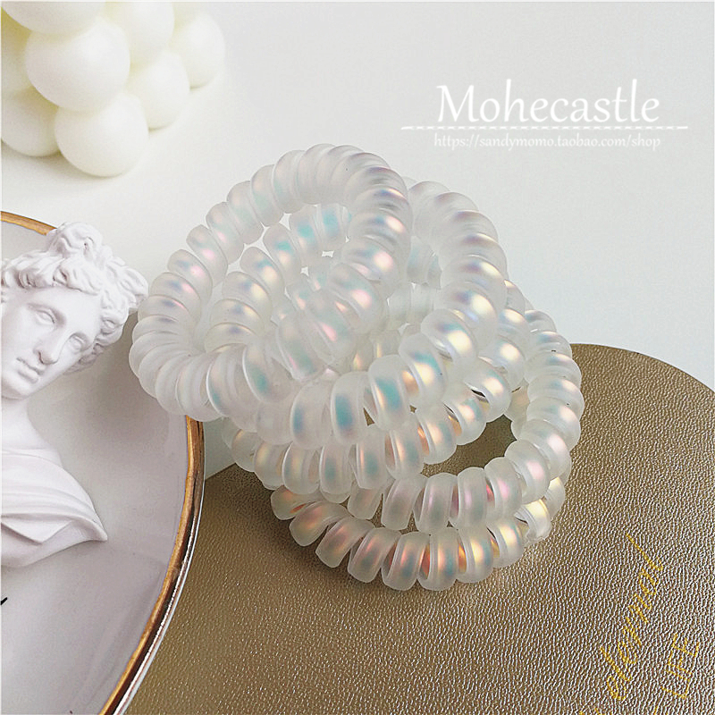 Mohe 5 sets Pearl Mermaid color ~ Super fairy frosted telephone wire hair ring Korean hair rope does not hurt the hair rope