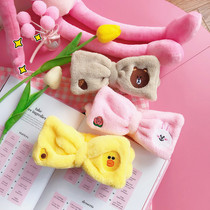 Girl heart cute Korean plush hair band cartoon bow wide edge mask wash face hair band headband headband
