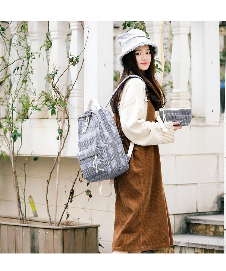 Túi đi học nữ Hàn Quốc phiên bản của Harajuku ulzzang học sinh trung học hoang dã đơn giản campus gió canvas Sen ba lô balo local brand đi học
