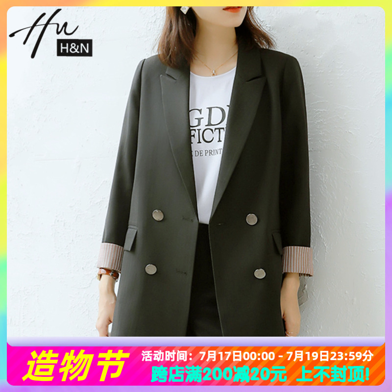 Black chic jacket female Korean version of loose British style temperament Joker casual Net red suit women's coat