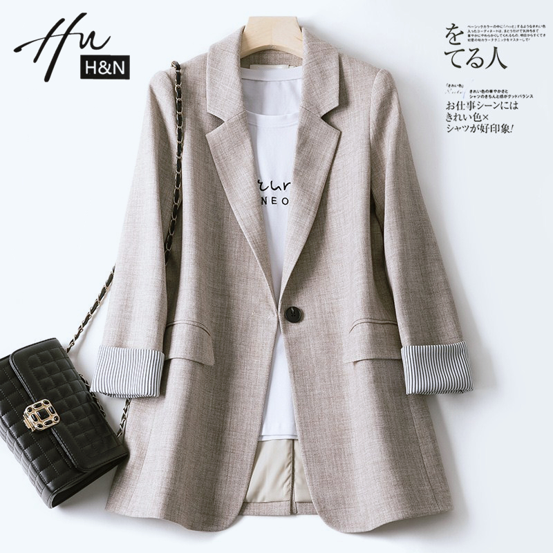 Suit jacket women's spring and autumn 2022 new Korean version loose all-match British style casual small suit women's top trend