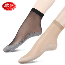 Langsha stockings womens short thin summer new 2021 explosive short Crystal Silk non-slip spring and autumn black socks women