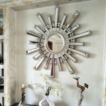 European sunglasses Wall hanging gold decorative mirror Living room dining room sofa background wall stove American retro entrance mirror