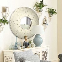 Restaurant decoration mirror round mirror sofa background wall art mirror decoration American porch fireplace decoration hanging mirror