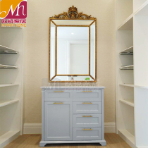 European style vintage carved wall porch mirror living room French antique decorative mirror bedroom American square vanity mirror