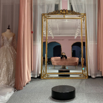 European retro old full-length mirror Clothing store mirror Bridal shop fitting mirror Large full-length mirror Carved floor-to-ceiling mirror