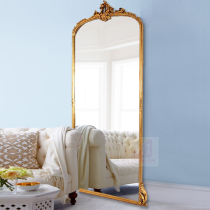 European retro full-length mirror Household carved floor-to-ceiling mirror French clothing store full-length mirror Cloakroom wall-mounted fitting mirror