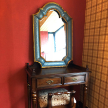 Mediterranean simple bathroom mirror Bathroom sink makeup mirror American Retro wall-mounted dressing mirror Dinner edge decorative mirror