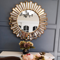 European retro sun decoration mirror Living room background wall hanging dining edge mirror Entrance mirror Fireplace art decoration