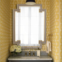 Light luxury bathroom mirror bathroom mirror gold wall vanity mirror cosmetic mirror American solid wood decorative mirror