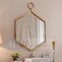 ins light luxury bathroom mirror toilet mirror vanity mirror simple stainless steel brass decorative mirror porch mirror vanity mirror