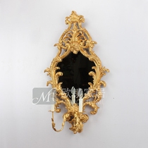 European gold antique carved resin wall lamp Wall Wall decoration mirror living room wall decoration hall mirror